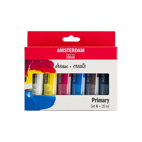 Maling Amsterdam Standard 20ml - Primærfarger sett