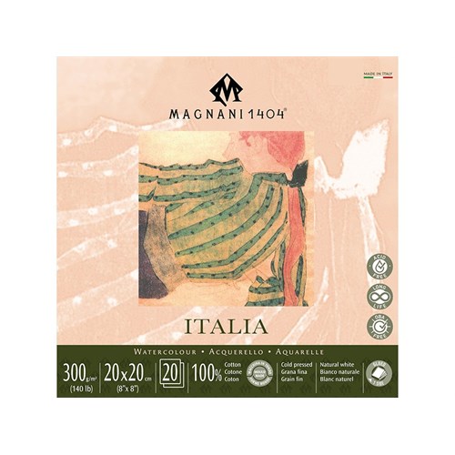 Vannmalingsbok MAGNANI Italia 300g 20x20cm 20ark