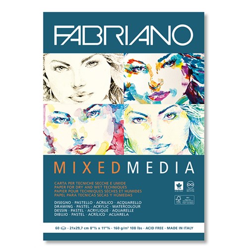 Mixed Media Blokk Fabriano A4 160g 60 ark
