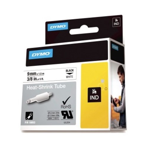 Tape DYMO Rhino Kabel Sort/Hvit 9mm