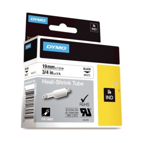 Tape DYMO Rhino Kabel Sort/Hvit 19mm