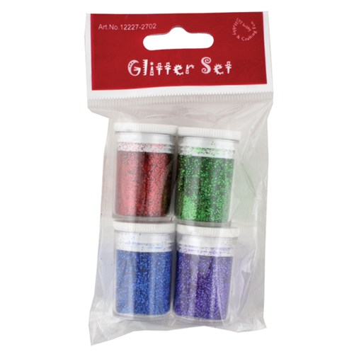 Glittersett 4x4g Rød/Grønn/Blå/Lilla