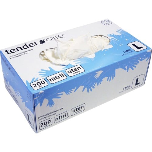Engangshansker TENDERCARE Nitril Upudret Hvit str. L