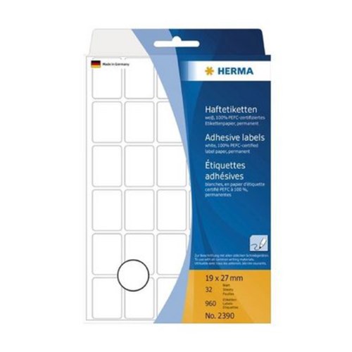 Etikett HERMA Manuell 19x27mm Hvit (960)