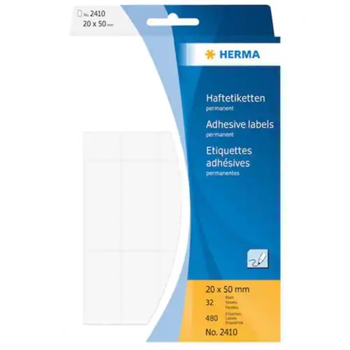 Etikett HERMA Manuell 20x50mm Hvit (480)