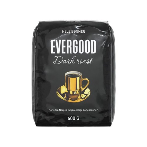 Kaffe Evergood Dark Hele Bønner 600G (Kart 6)