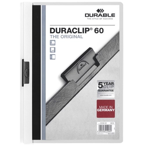 Klemmappe Duraclip a/4 60ark hvit