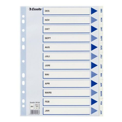 Register ESSELTE A4 plast Des-Jan Hvit