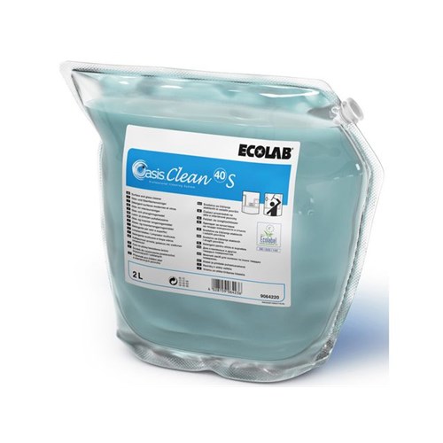 Ecolab Glasspuss, Oasis Clean 40 S, 2 liter, flaske med 2 l