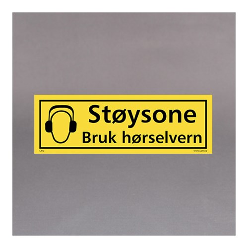 Plastskilt Støysone 30x10cm Advarselskilt