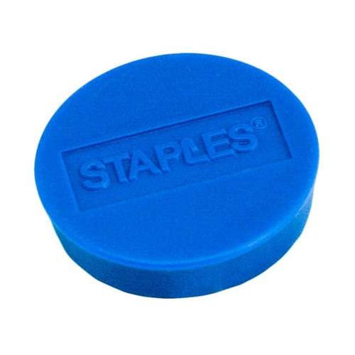 Staples Rund magnet, 10 mm, blå, bærer opptil 4 ark, 10-pakning, boks 10 stk
