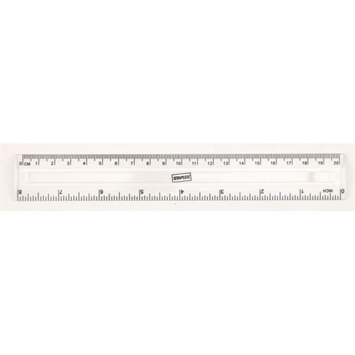 Linjal STAPLES plast 20cm og 8inch