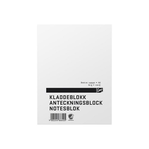 Kladdeblokk EMO A6 60g 100 blad ulinjert