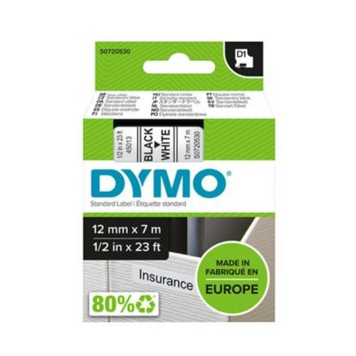 Tape DYMO D1 12mmx7m Sort/Hvit