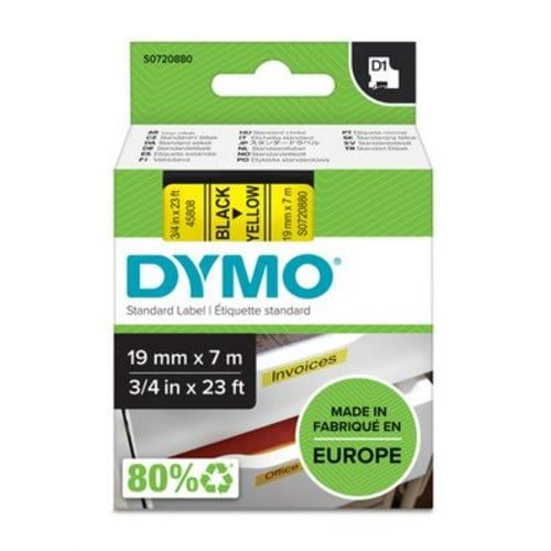 Tape DYMO D1 19mmx7m Sort/Gul
