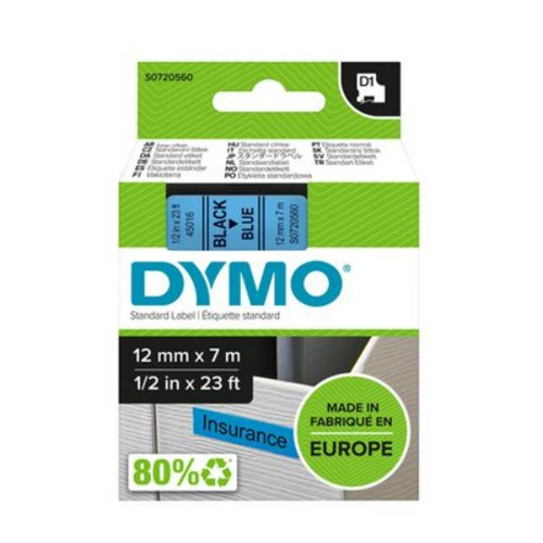 Tape DYMO D1 12mm x 7m sort/blå