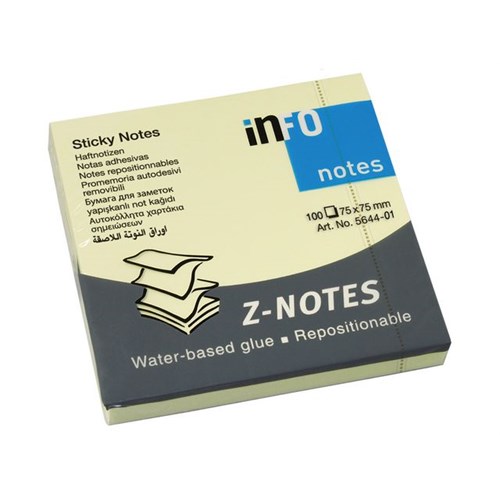 Notatblokk INFO Z-N 75x75mm Gul