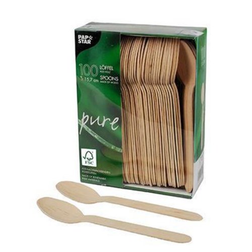 Engangsskje PURE Tre 15,7cm (100)  (10)