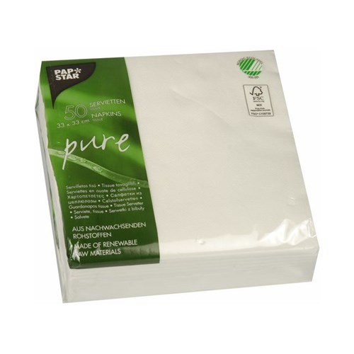 Serviett PURE 33x33cm Hvit (50) (6)