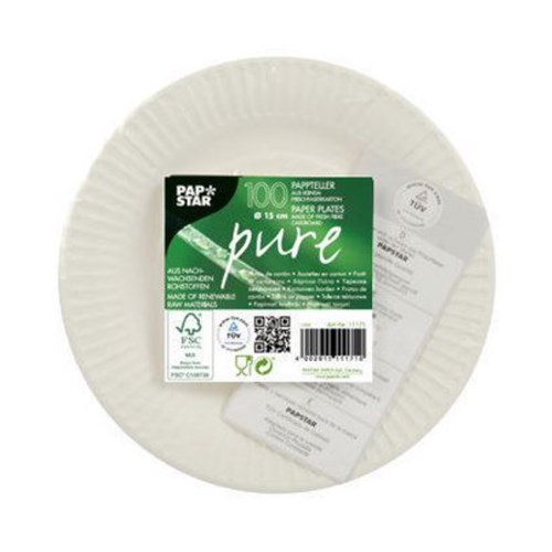 Tallerken PURE 15cm Hvit (100)   (10)