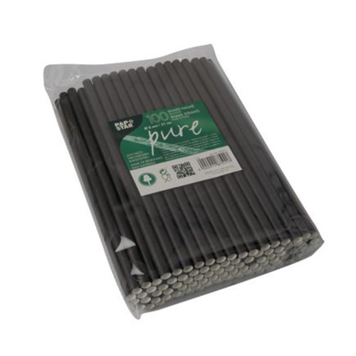 Papirsugerør PURE 0,8x21cm Svart (100)