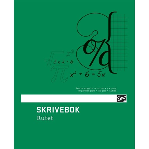 Skrivebok EMO 17x21cm 80g 24-sider 5x5 Ruter