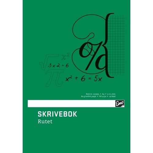 Skrivebok EMO A4 80g 24s 5x5 Ruter