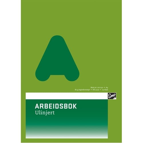 Arbeidsbok EMO A4 80g 24s Ulinjert