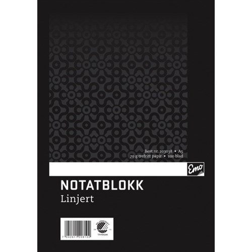 Notatblokk EMO A5 70g 100bl linjert m/spiral