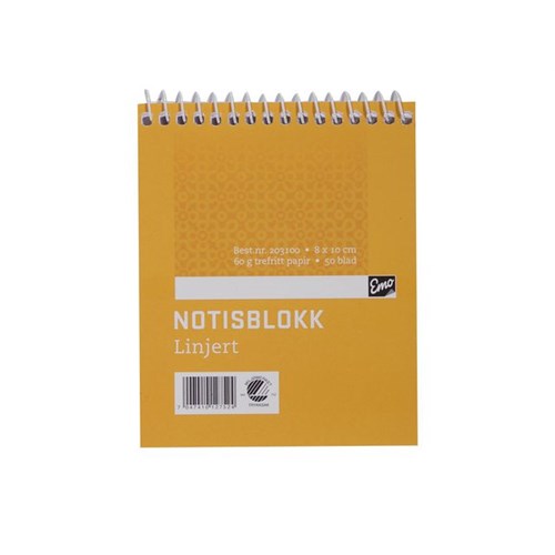 Notisblokk EMO 8x10cm 60g 50bl Linjer