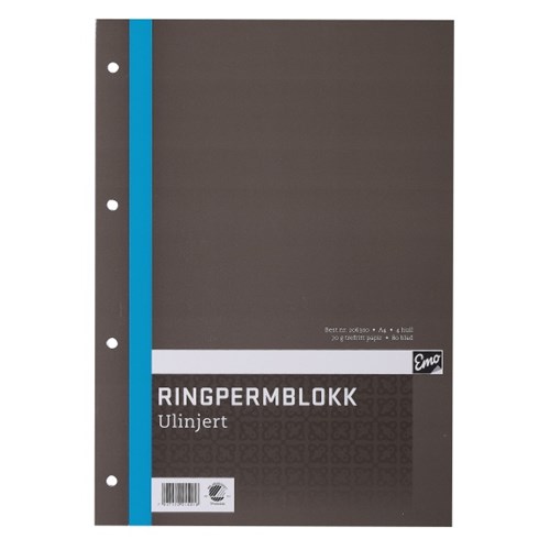 Ringpermblokk EMO A4 70g 80bl ulinjert