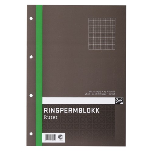 Ringpermblokk EMO A4 70g 80bl ruter