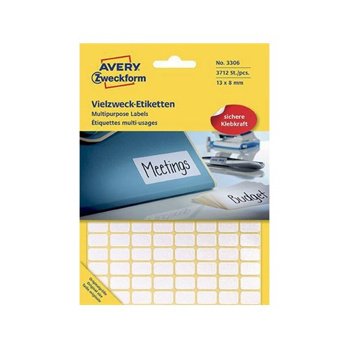 Etikett AVERY Manuell 13x8mm Hvit (3712merker pr. pk.)