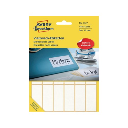 Etikett AVERY Manuell 19x50mm Hvit (486)
