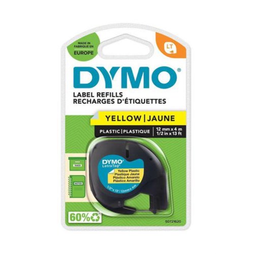 Dymo Tape LetraTag 12mm Sort/gul
