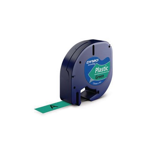 Tape DYMO LetraTAG 12mm plast sort/grønn