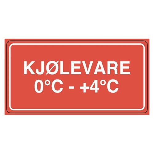 Etikett Kjølevare 0°C - +4°C 110x55mm Rød (500)