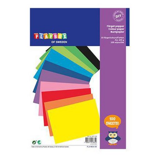 Papir Playbox A/4 ass farge 100gr. (100ark)