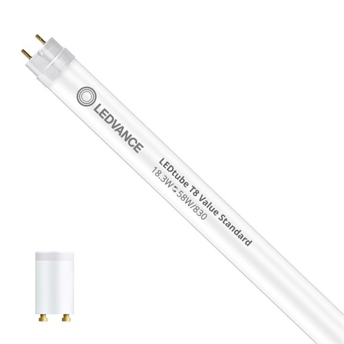 Lysrør LEDVANCE LED T8 Value (EM/Mains) Standard 18.3W 2000lm 830 Varm Hvit | 150cm
