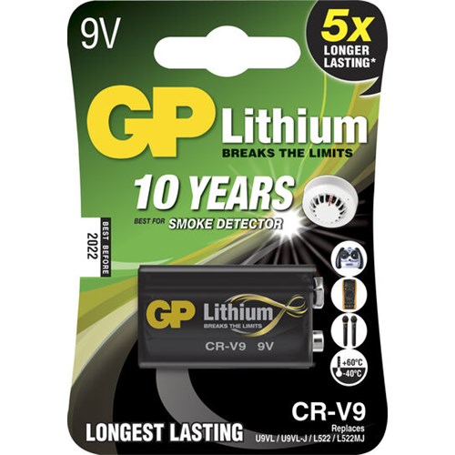 Batteri U9VL 9V lithium blister 10år