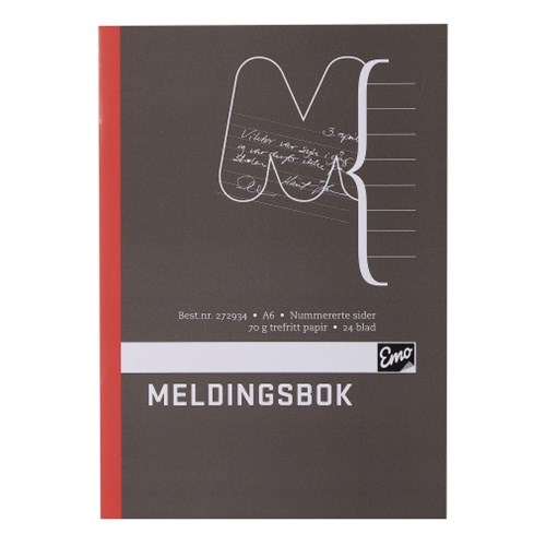 Meldingsbok Emo A6 Paginert 48 Sider