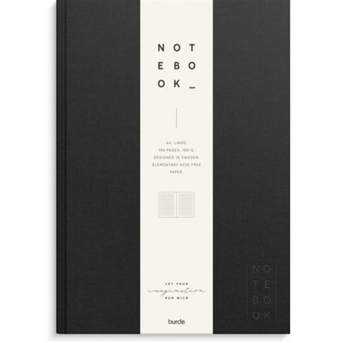 Skrivebok BURDE A4 linjert Sort