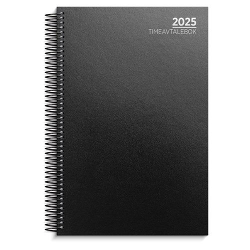 Timeavtalebok GRIEG Spiral 2025 Sort