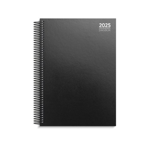Dagbok GRIEG A4 Spiral Linjert 2025 Sort