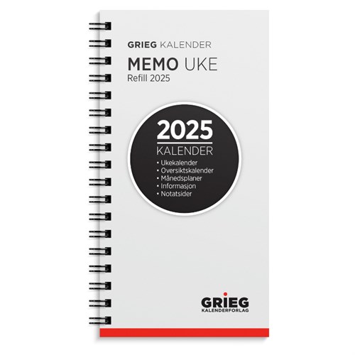 Lommekalender GRIEG Memo Uke 2025 refill