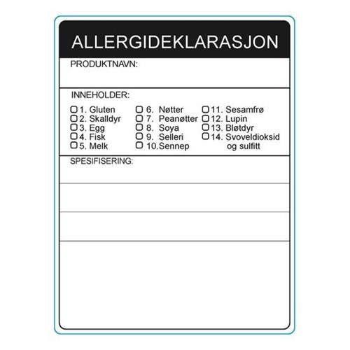 Etikett Allergideklarasjon 76x100mm Ø40mm