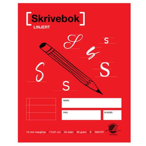 Skrivebok EMO 17x21cm 80g Linjert/Marg 24-sider 10mm