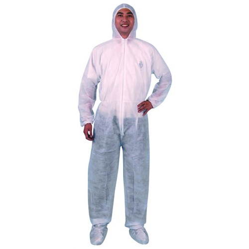 Kjeledress TENDERCARE m/Hette Engangs Non-Woven Hvit XL [KRT50]