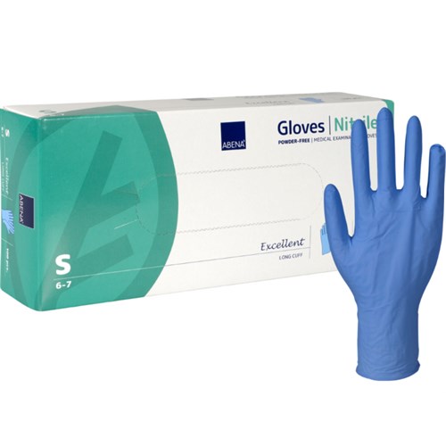 Engangshansker ABENA Nitril Pudderfri 30cm Lang Blå str. S (100)