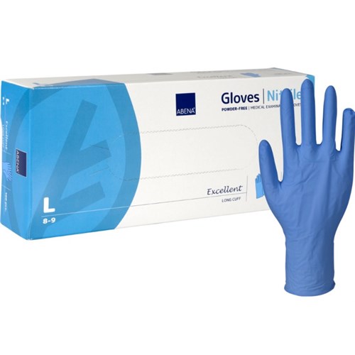 Engangshansker ABENA Nitril Pudderfri 30cm Lang Blå str. L (100)